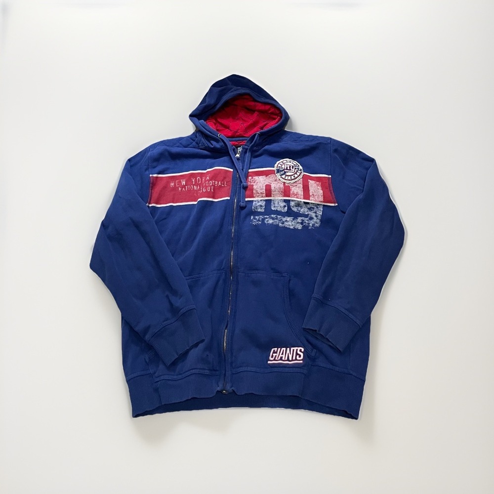 NFL New York Giants Hoodie Full Zip Men's Blue‎ Size XL Extra Large Quilted Blue